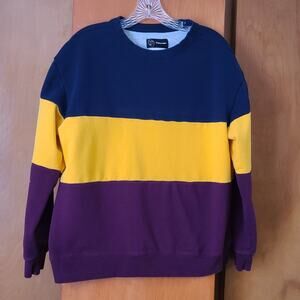 Mens Original Use Tri Color Block Sweatshirt Large Preppy Casual
